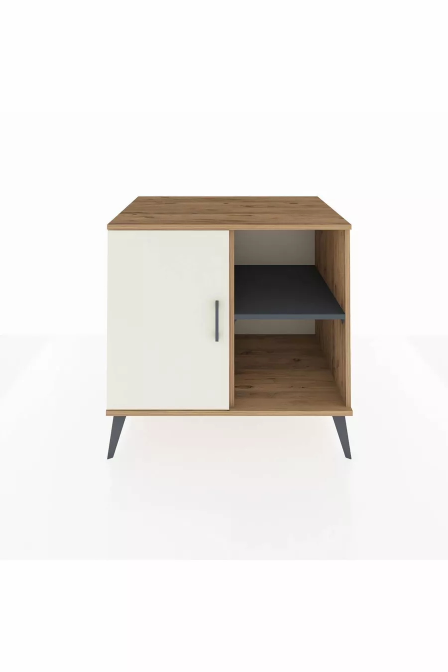 Commode Kronos à 2 étagères avec une porte en pin-pierre d'agate / Anthracite