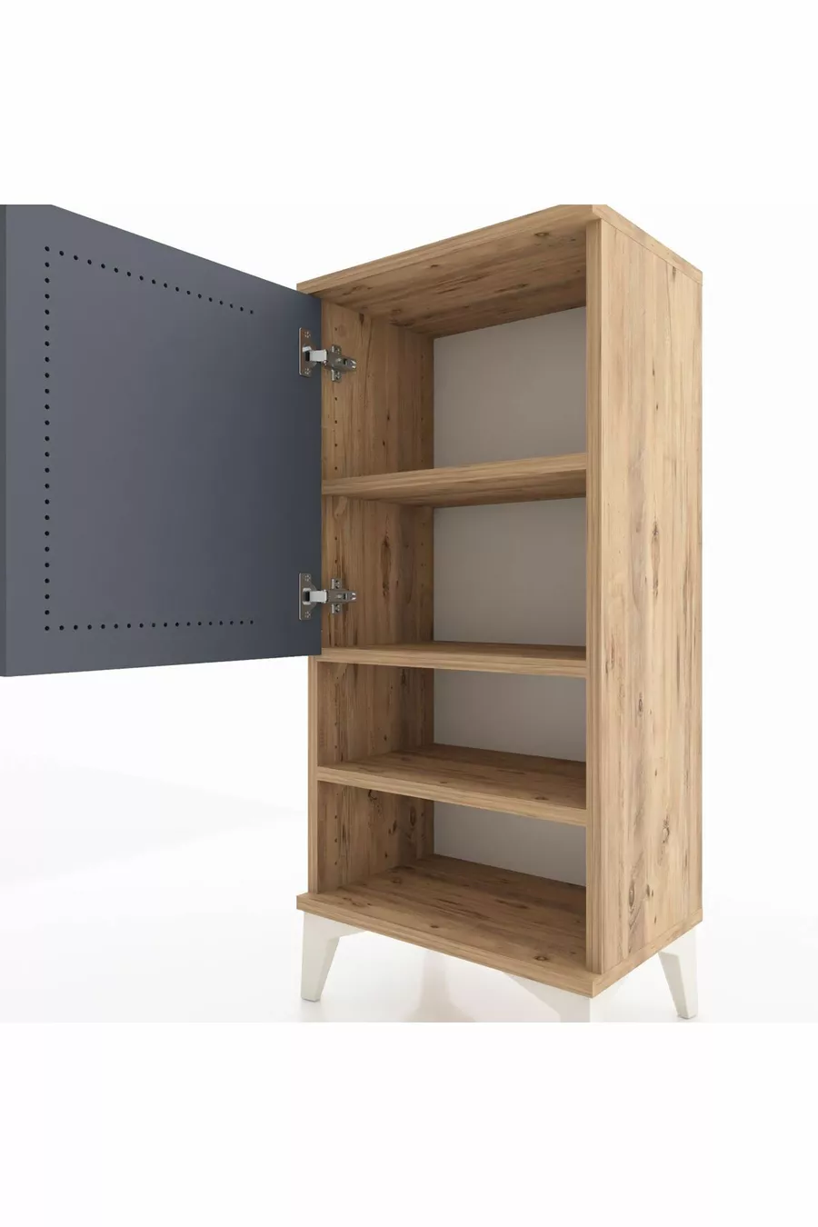 Chevet Arges avec 3 étagères et 1 porte Pin-Anthracite