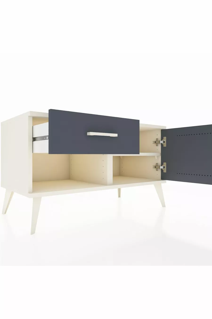Commode Hyperion à une étagère, un tiroir et une porte en pierre de lune-anthracite