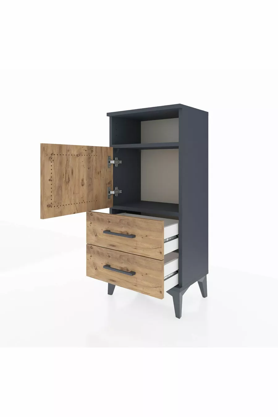 Arges Commode 2 Planken 2 Lades Met 1 Deur Antraciet-Scandinavisch