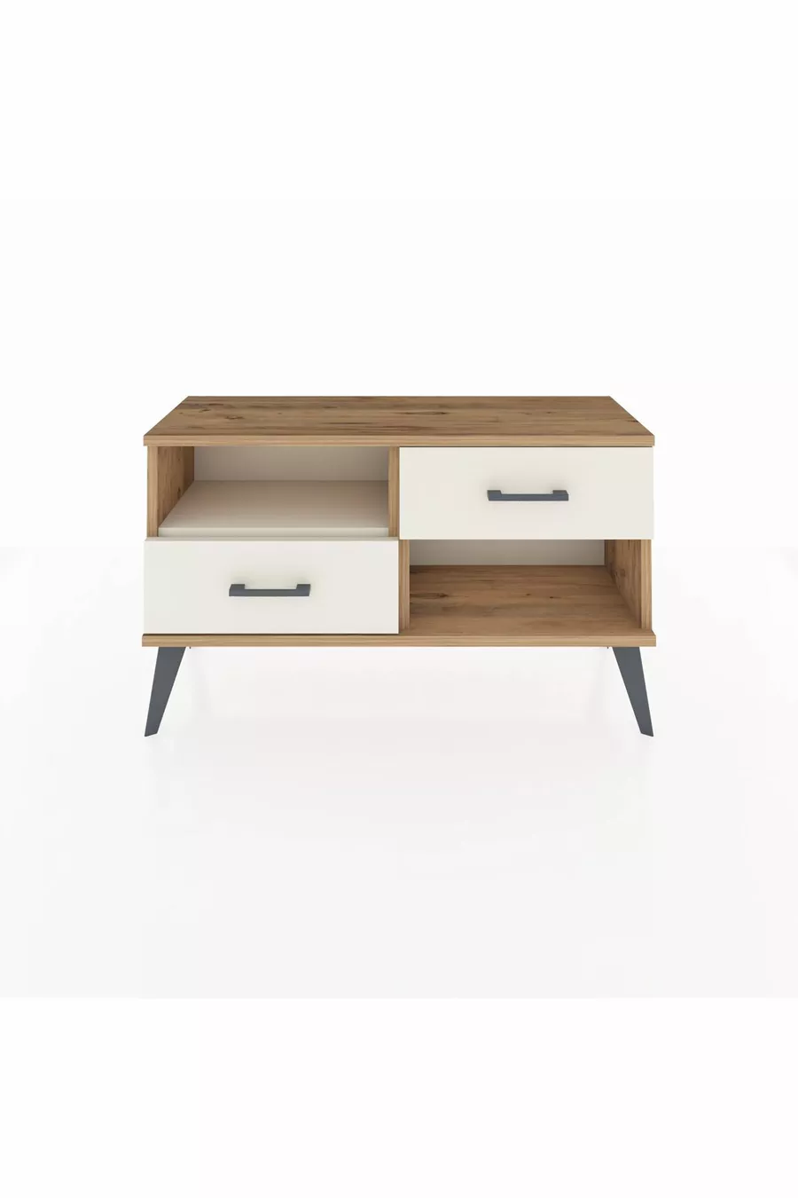Commode Arges à une étagère et 2 tiroirs en pin-pierre d'onyx