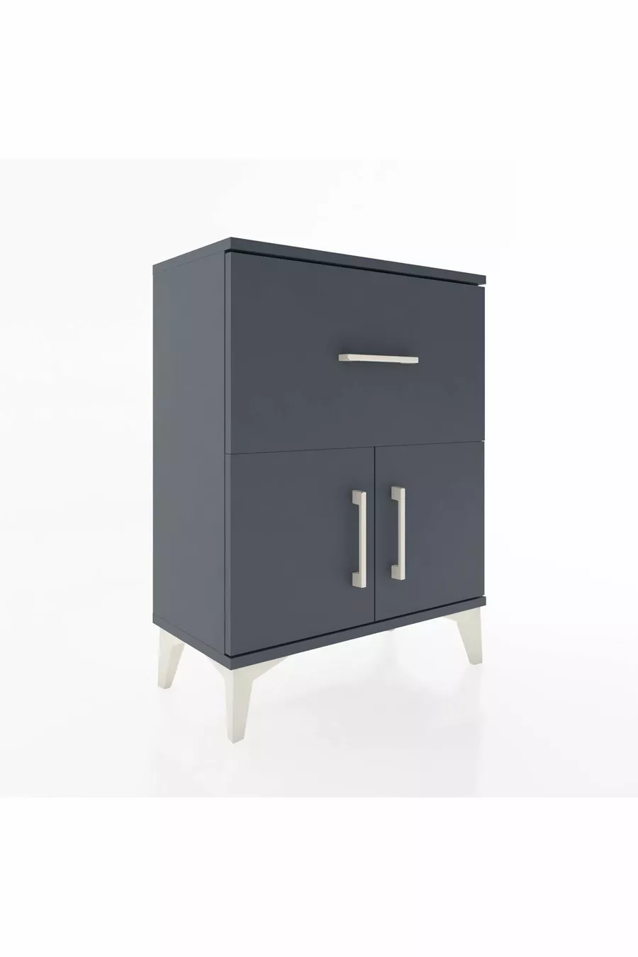 Table de chevet Arges avec une étagère, un tiroir et deux portes, Anthracite-Anthracite