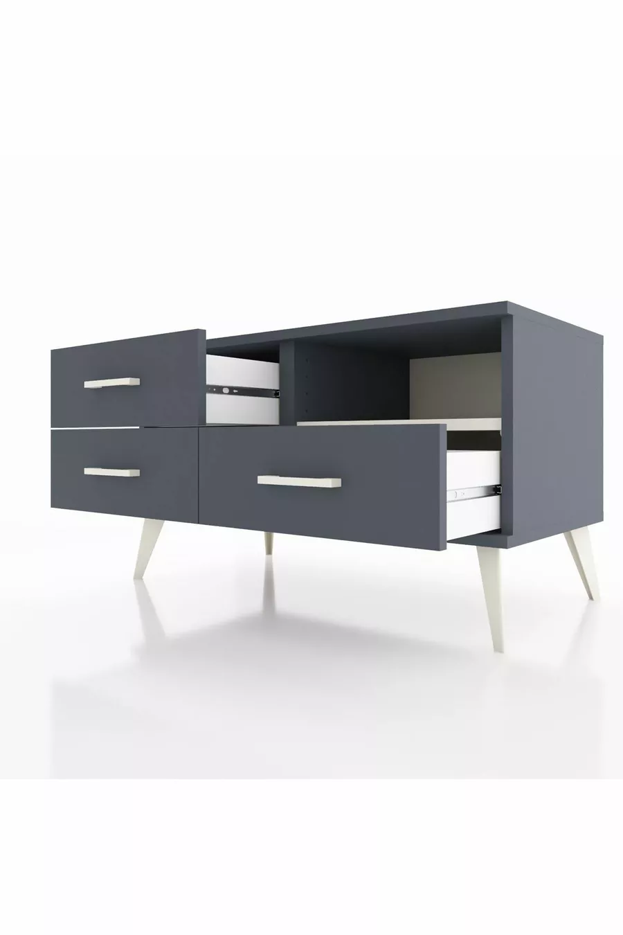 Commode Hyperion à une étagère et 3 tiroirs Anthracite-Sable/Mer de pierre/Anthracite