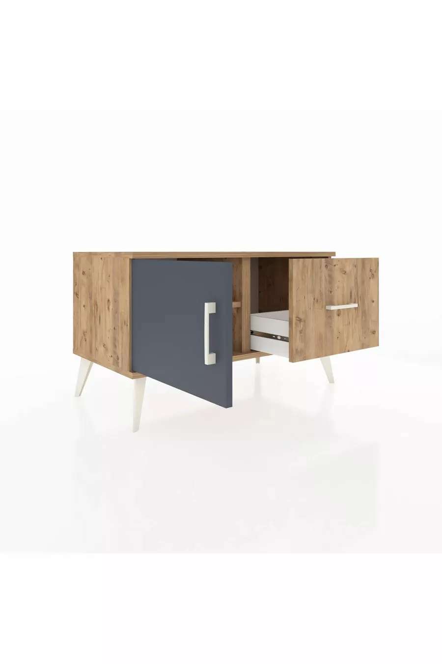 Commode Hyperion avec une étagère, un tiroir et une porte, pin-anthracite/pin
