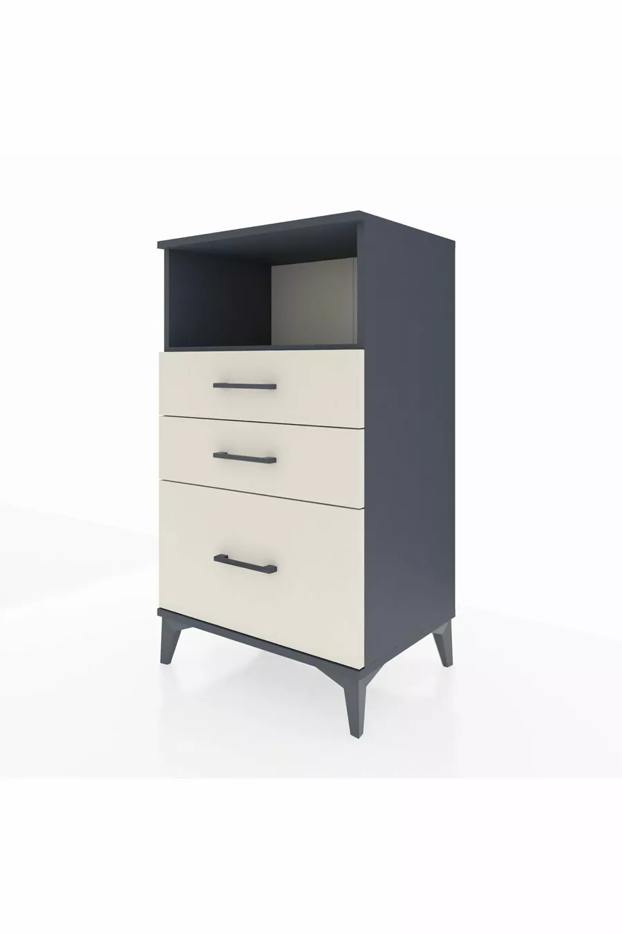Commode Hyperion à une étagère et 3 tiroirs, anthracite-ardoise