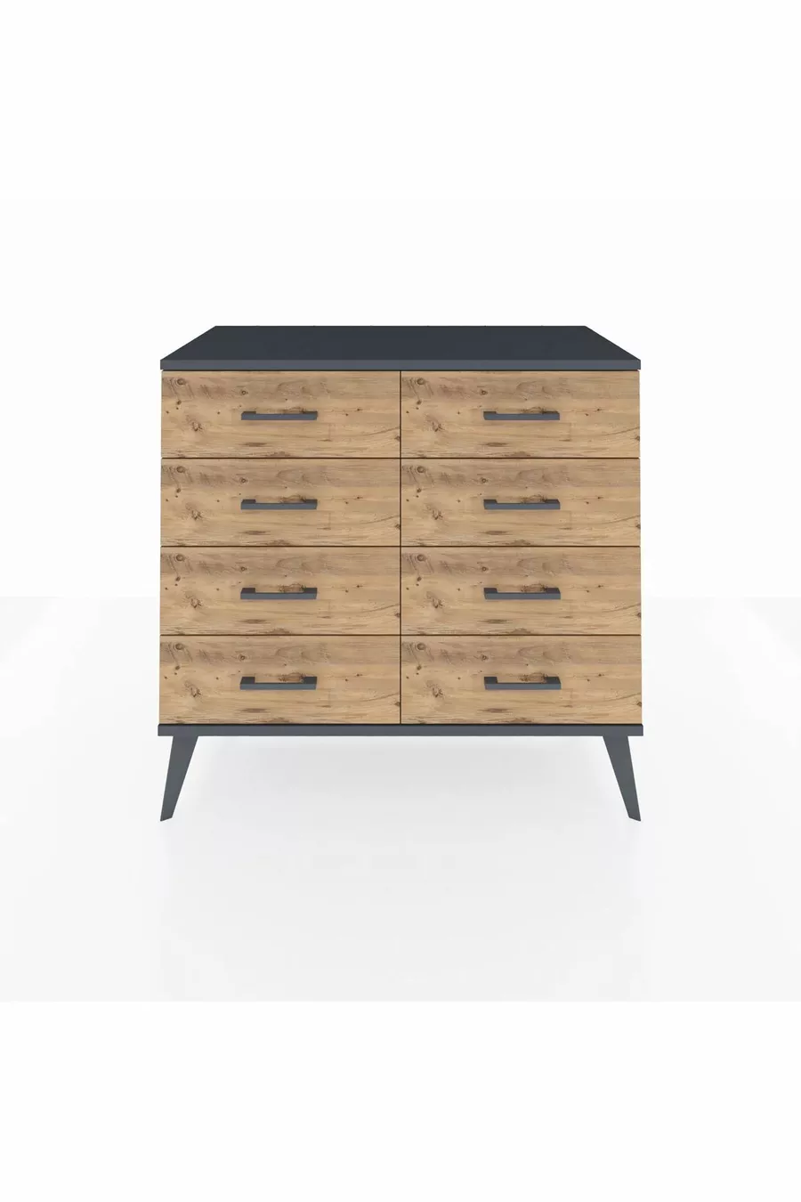 Commode Hyperion 8 tiroirs Anthracite-Anthracite/Sapin