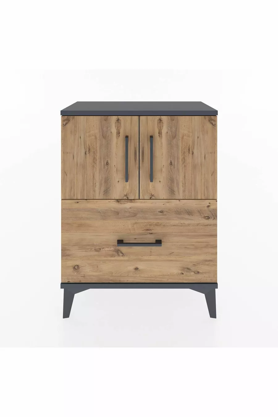 Arges Commode 2-Shelf Single Drawer 2-Door Anthracite-Pine