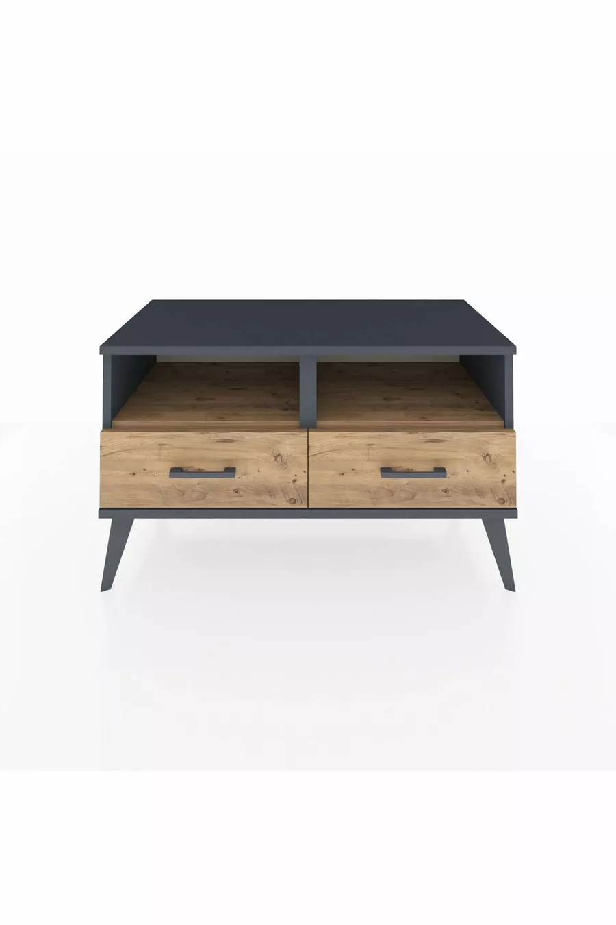Commode Hyperion 2 étagères 2 tiroirs Anthracite-Pin