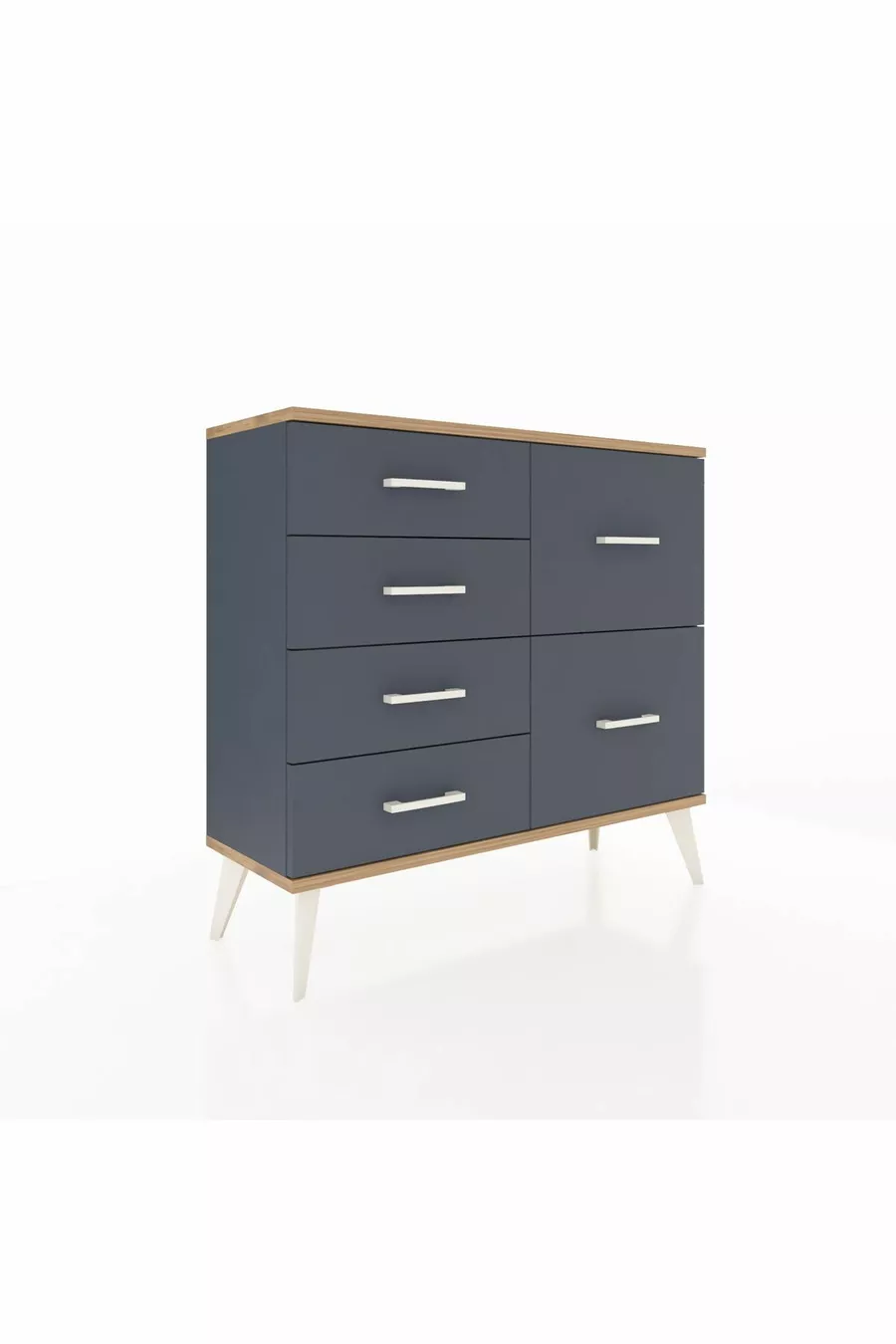 Commode Arges 6 tiroirs Anthracite-Sapin/Anthracite
