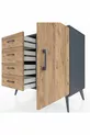 Commode Hyperion à une étagère, 4 tiroirs et une porte, Anthracite-Bois de pin