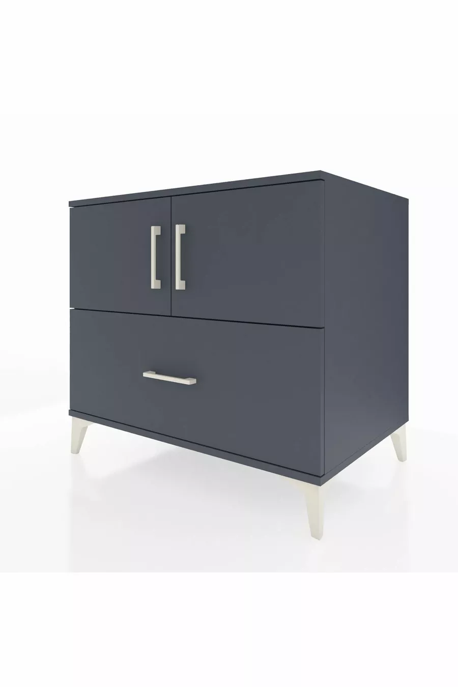 Commode Kronos avec 2 étagères, 1 tiroir et 2 portes, Anthracite-Anthracite