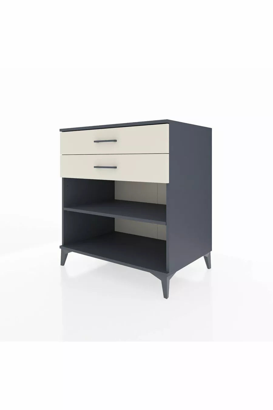 Commode Kronos à une étagère et 2 tiroirs Anthracite-Pierre de Lune