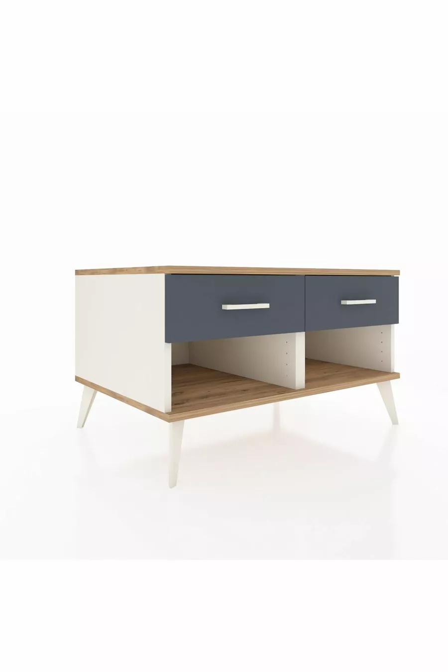 Commode Kronos à 2 tiroirs Marbre-de-lune-Épicéa/Anthracite