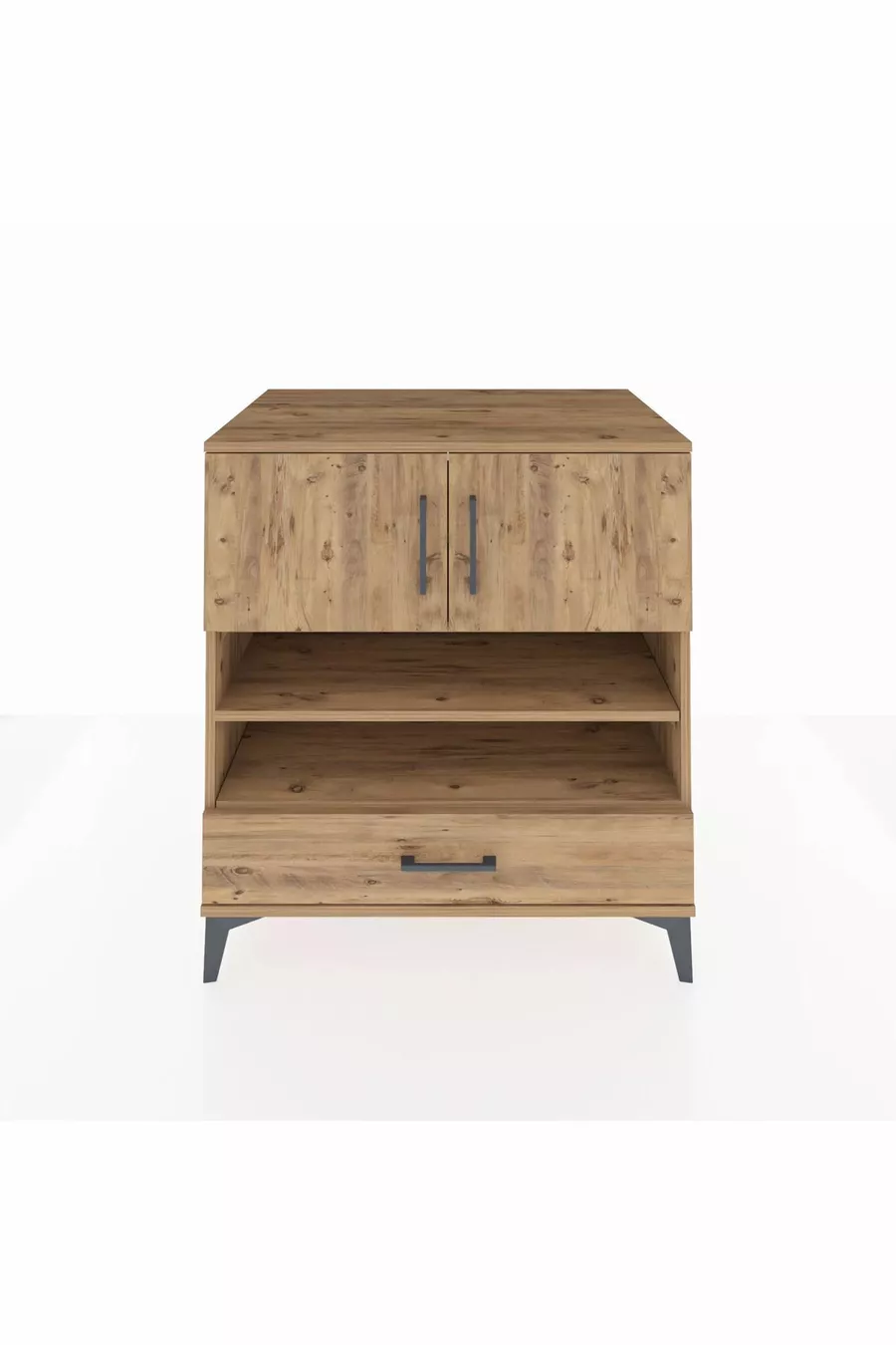 Kronos Dresser 4-Shelf Single Drawer 2-Door Pine-Pine