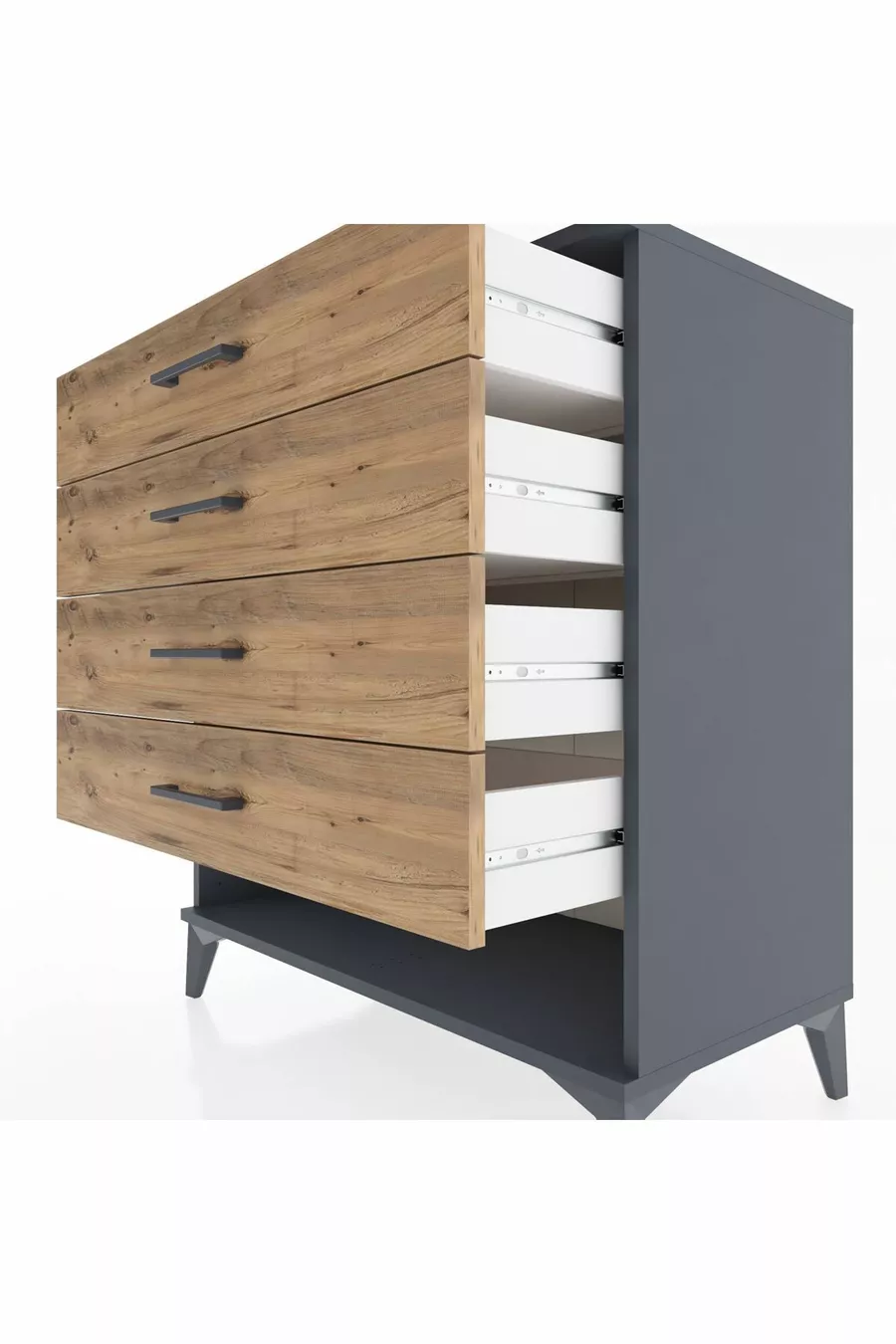 Commode Hyperion 4 tiroirs Anthracite-Sapin