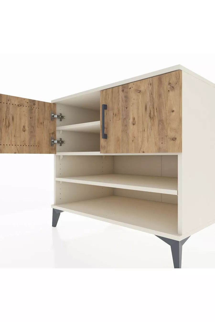 Commode Kronos 3 étagères 2 portes Pierre de lune-Pin