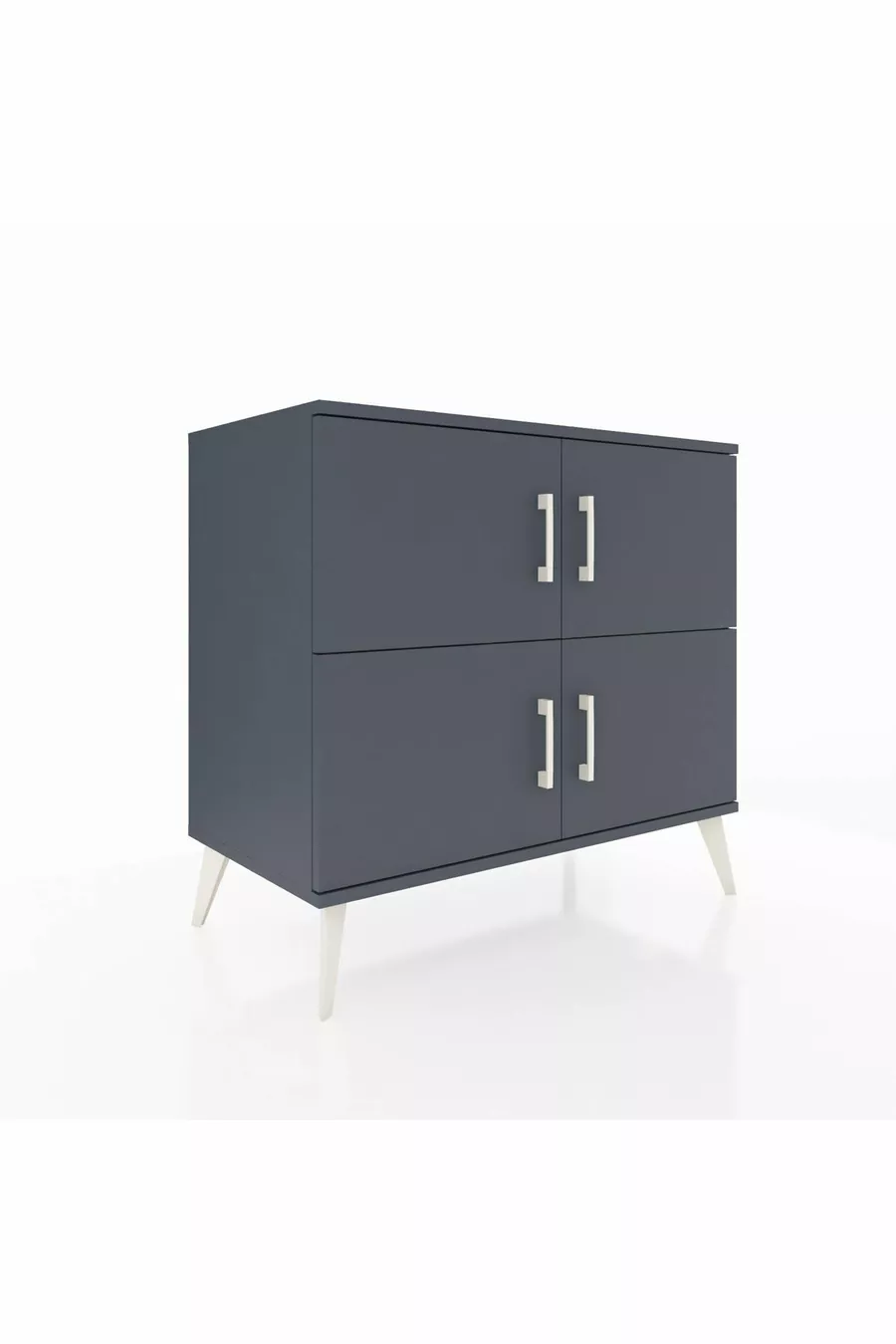 Commode Hyperion 2 étagères 4 portes Anthracite-Anthracite/Sapin