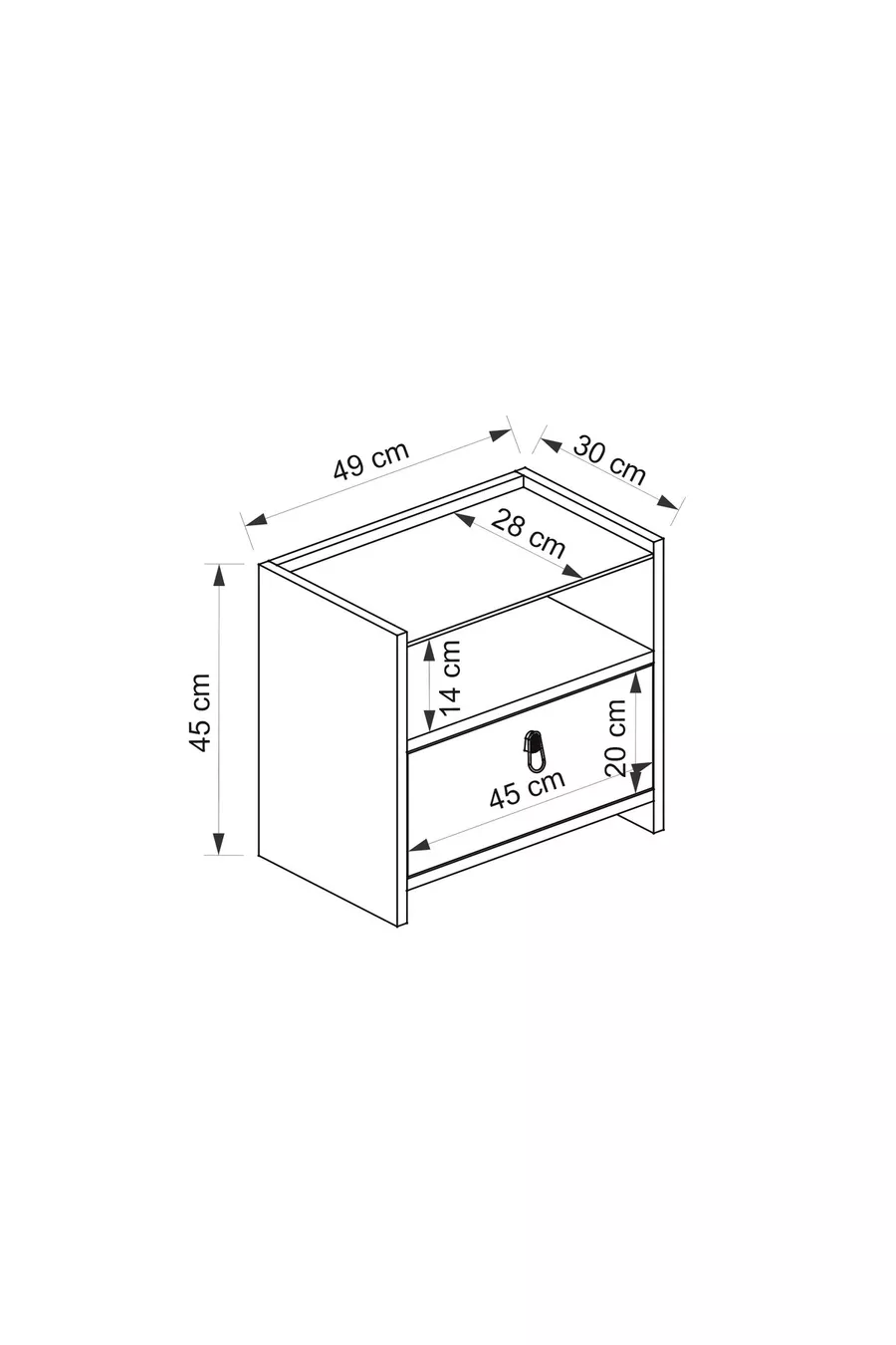 Table de chevet Mobiga Sane avec tiroir et verre Safir