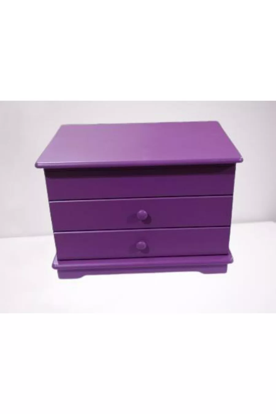 Hobi ERDL Bijoux Maquillage Commode 2 Tiroirs Miroir Brillant Violet Bois MDF Fait Main