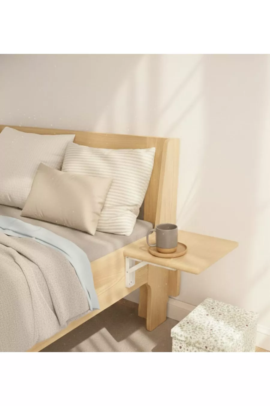 Table de chevet pliante – × cm en bois massif | À monter sur le mur et au lit