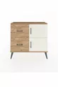Commode Arges avec une seule étagère, 2 tiroirs et 2 portes, en pin-pierre d'âme/pin