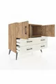 Commode Hyperion avec 2 étagères, 4 tiroirs, 2 portes, en pin-pin/aventurine