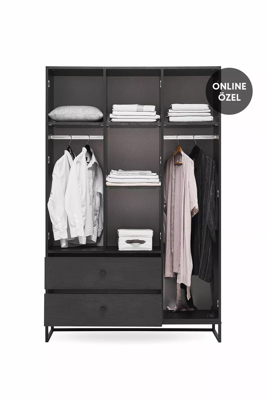 Kalinsta 3-Door Wardrobe - Black