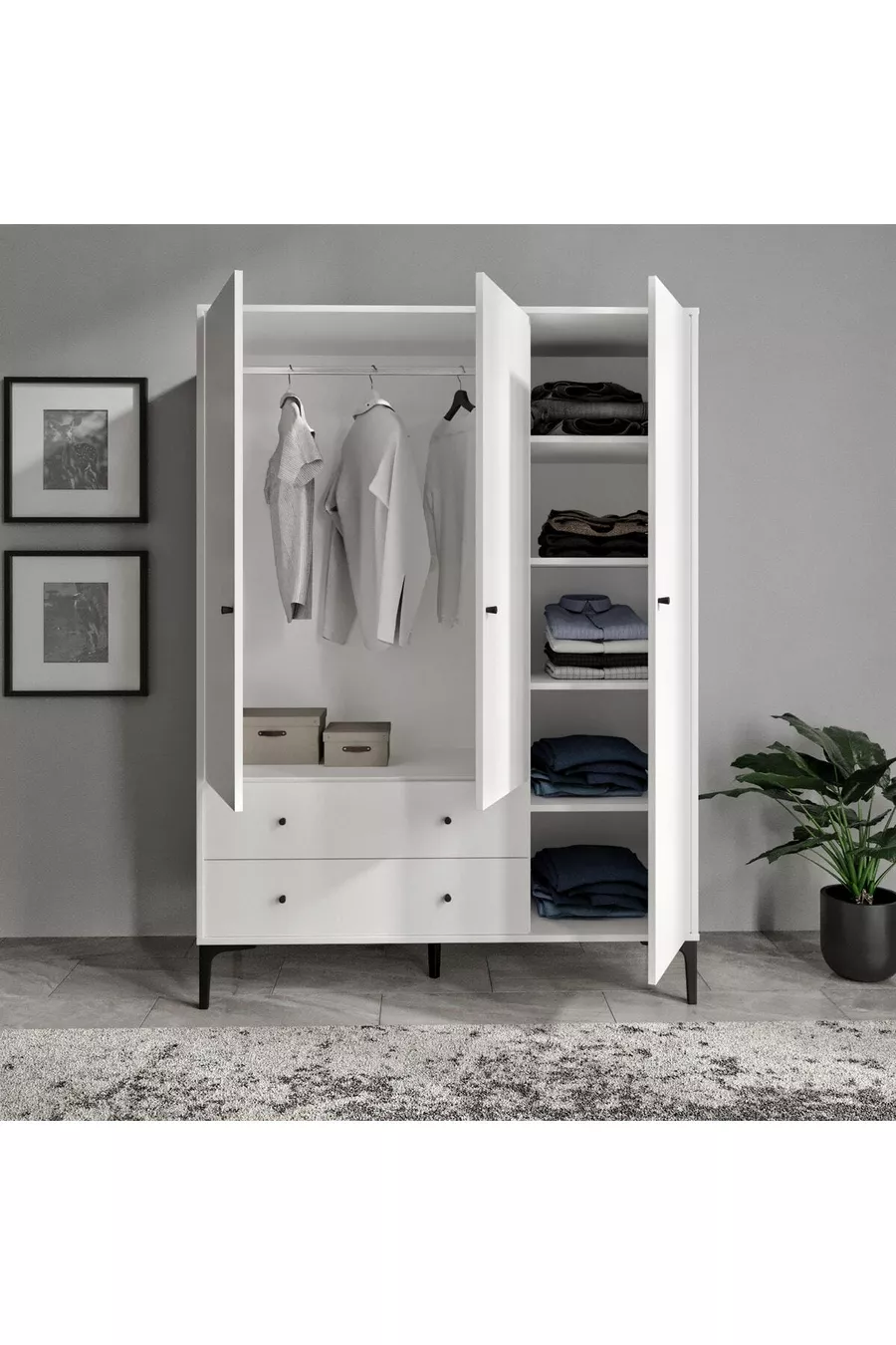 Focus 3 Kapılı Dolap/gardırop Beyaz (%MDF)