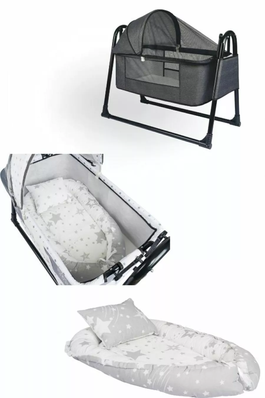 Btrend Babynest Lit et Oreiller + Cadeau Pochette Berceau Bascule Panier Lit Bébé Hamac Ensemble 2 pièces