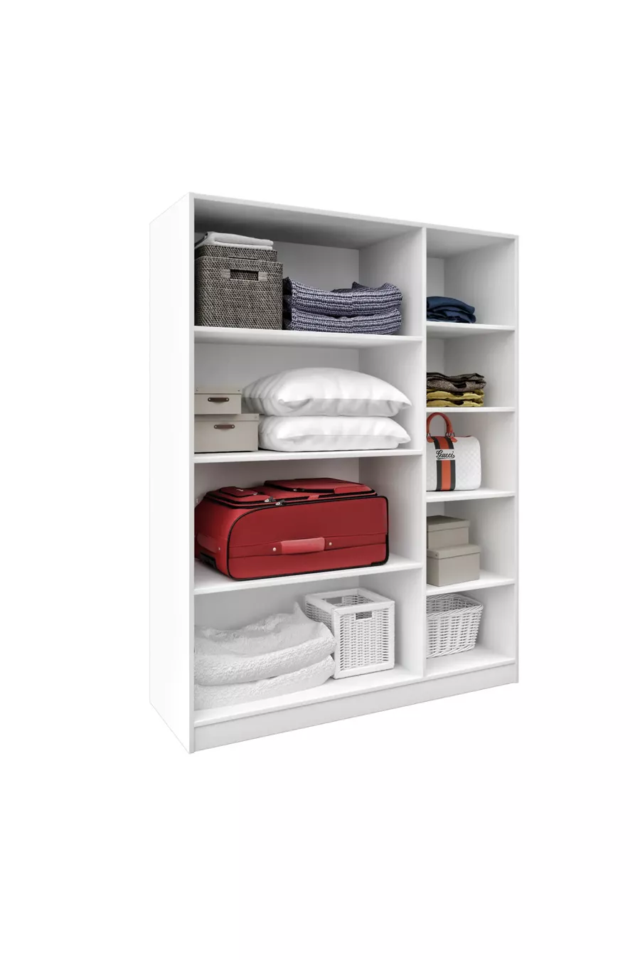 % MDF 3-Door Cabinet with Base and 9 Compartments - Fully MDF Cabinet