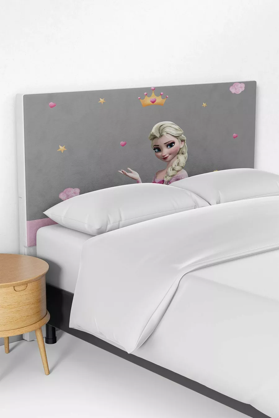 Gray Elsalı Kids Room Bed Base Headboard Cover