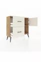 Commode Arges à une étagère, 2 tiroirs et une porte, pin et pierre de batte