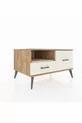 Commode Kronos à une étagère et 2 tiroirs en pin et pierre de lave