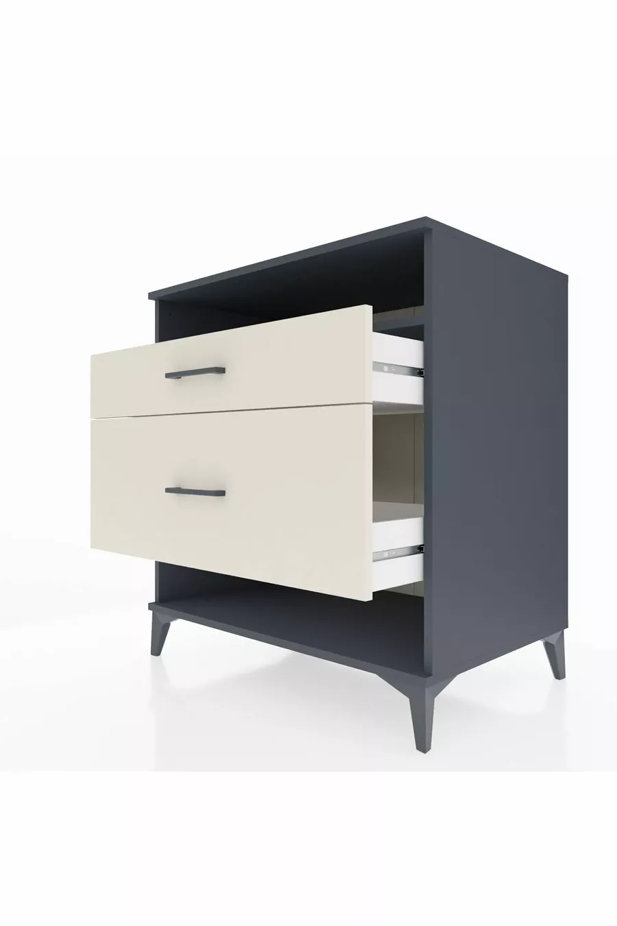 Commode Kronos à une étagère et 2 tiroirs Anthracite-Pierre de Lune