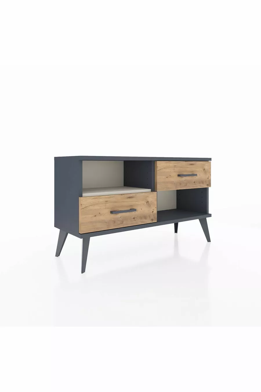 Commode Arges à une étagère et 2 tiroirs Anthracite-Pierre de lune/Merisi