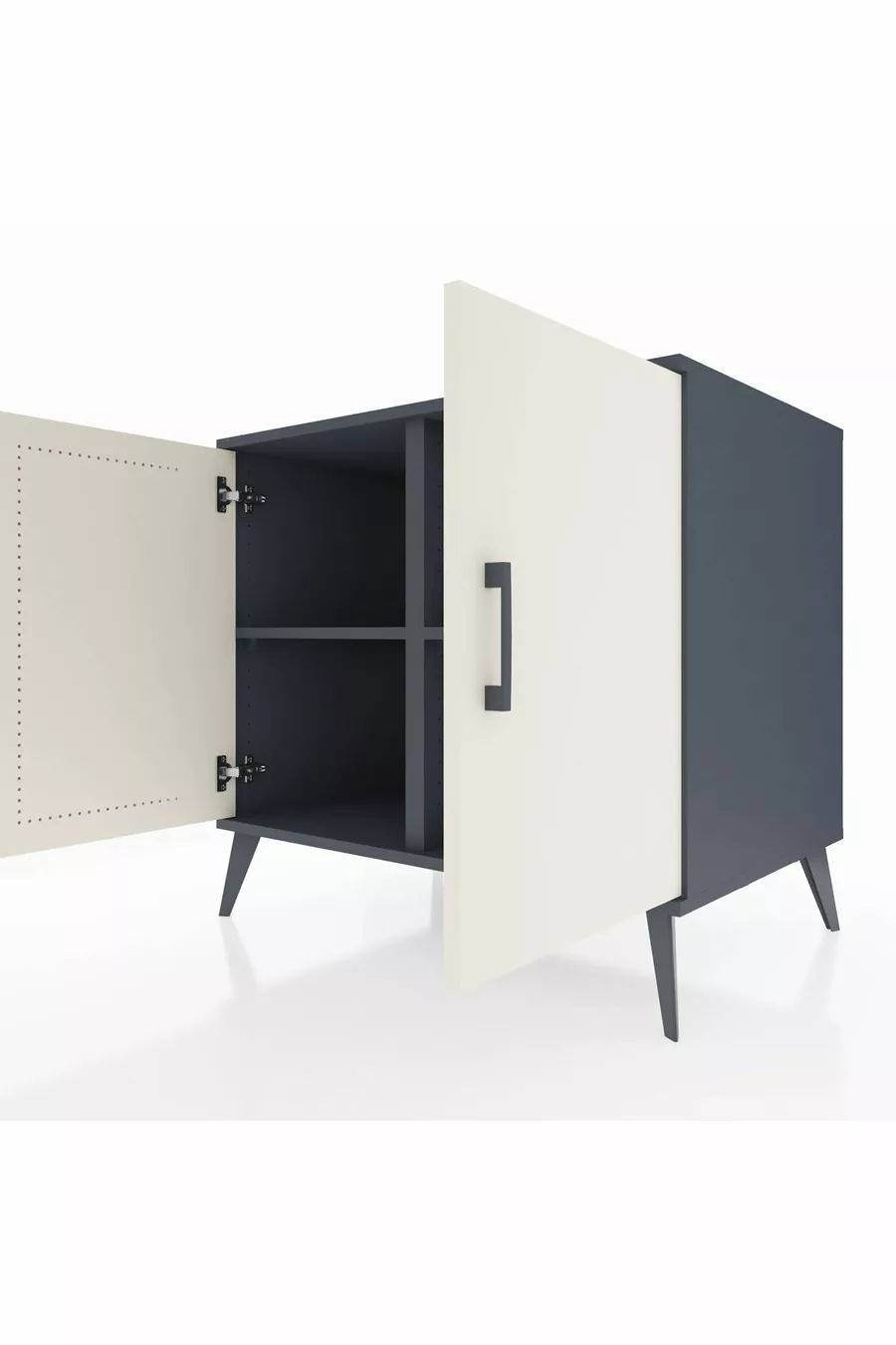 Commode Kronos 2 étagères 2 portes Anthracite-Pierre de lune/Anthracite