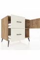 Commode Kronos avec une seule étagère, 2 tiroirs et une porte, pin-pin / pierre de lune
