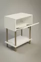 Table de chevet moderne avec couvercle rabattable et étagère, organisateur de chevet pour chambre, table d'appoint sur pieds en bois - Blanc