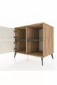 Commode Kronos 2 étagères 2 portes Pin-Quartz/Anthracite