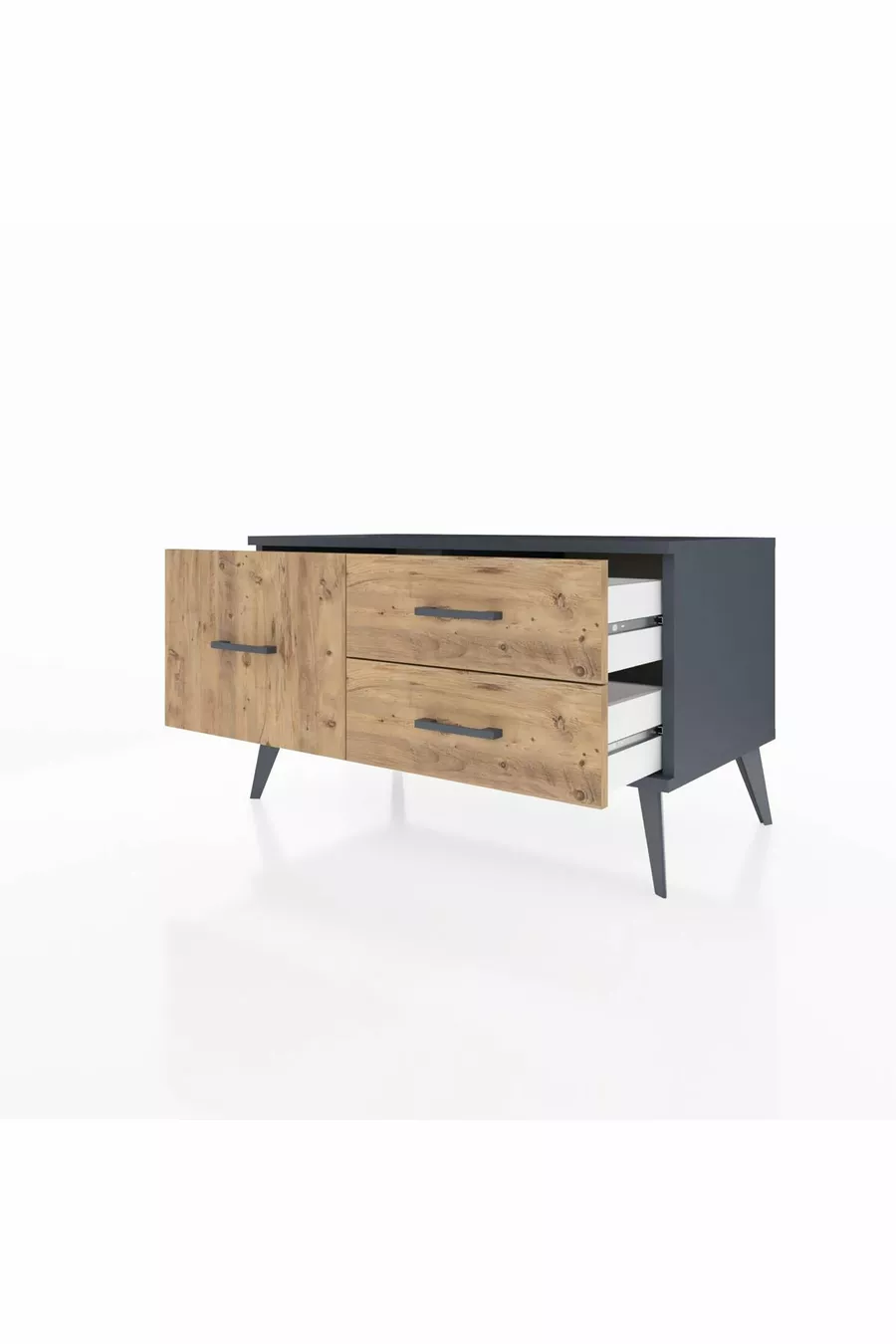 Commode Hyperion 3 tiroirs Anthracite-Anthracite/Sapin
