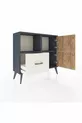 Commode Arges avec 2 étagères, 1 tiroir, 2 portes Anthracite-Sapin/Pierre de lune