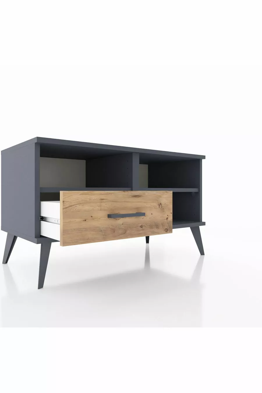 Hyperion Dresser 2-Shelf Single Drawer Anthracite-Anthracite/Pine