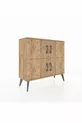 Commode Arges 2 étagères 4 portes Pin-Pin/Pierre de lune