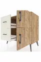 Commode Hyperion avec une seule étagère, 2 tiroirs et 2 portes, Pin-Pin / Pierre de bois