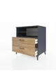 Commode Kronos 2 étagères 2 tiroirs Anthracite-Bois de pin