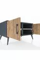 Commode Kronos 2 étagères 2 portes Anthracite-Pin/Gris pierre