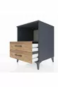 Table de chevet Kronos avec une étagère et 2 tiroirs Anthracite-Bois de pin