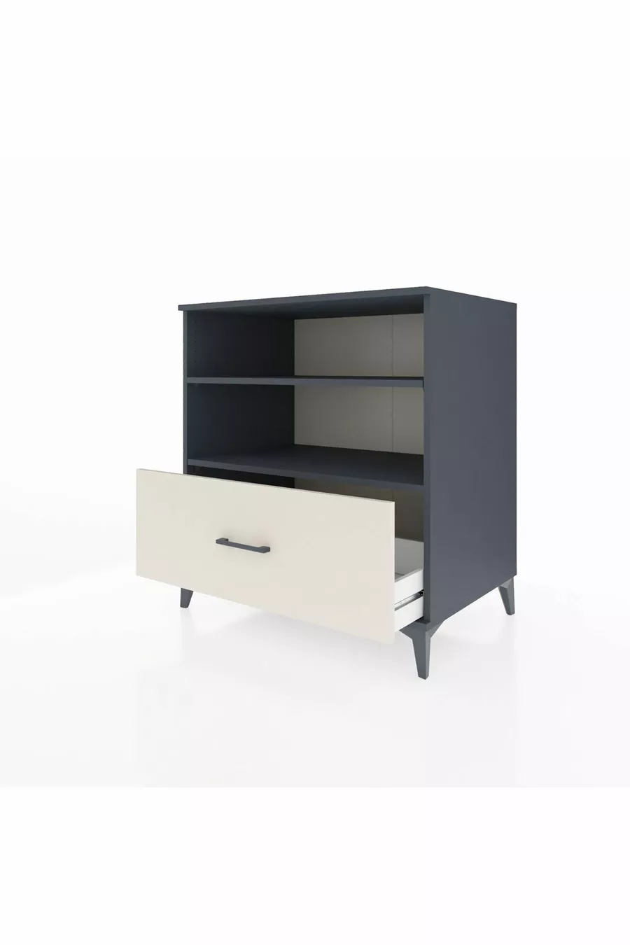 Commode Kronos avec 2 étagères et 1 tiroir Anthracite-Pierre de lune