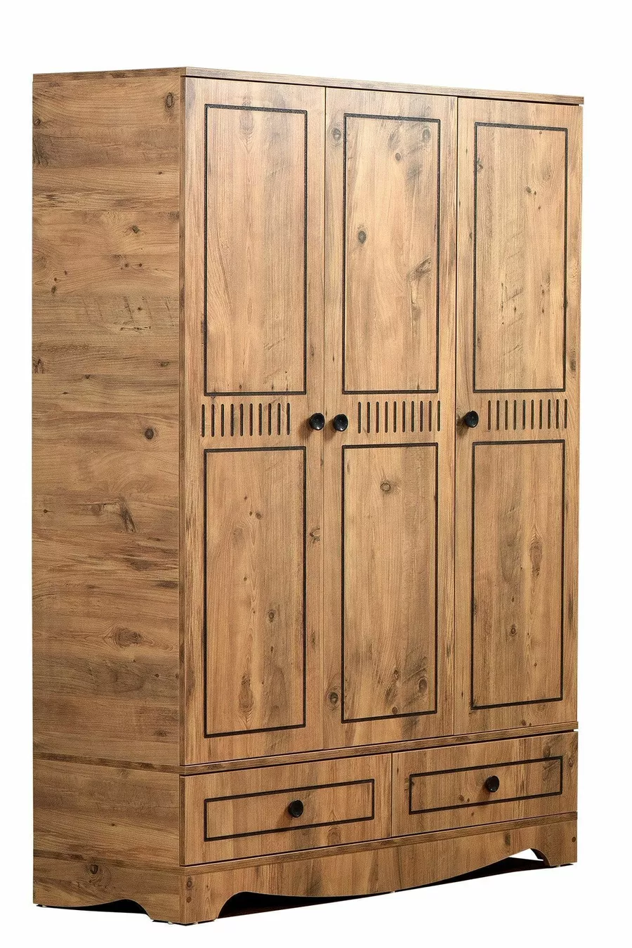 Chambre d'adolescent Papatya - Armoire 3 portes, Lit coffre, Commode - 