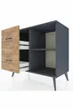 Commode Hyperion à une étagère et 2 tiroirs Anthracite-Anthracite/Sapin